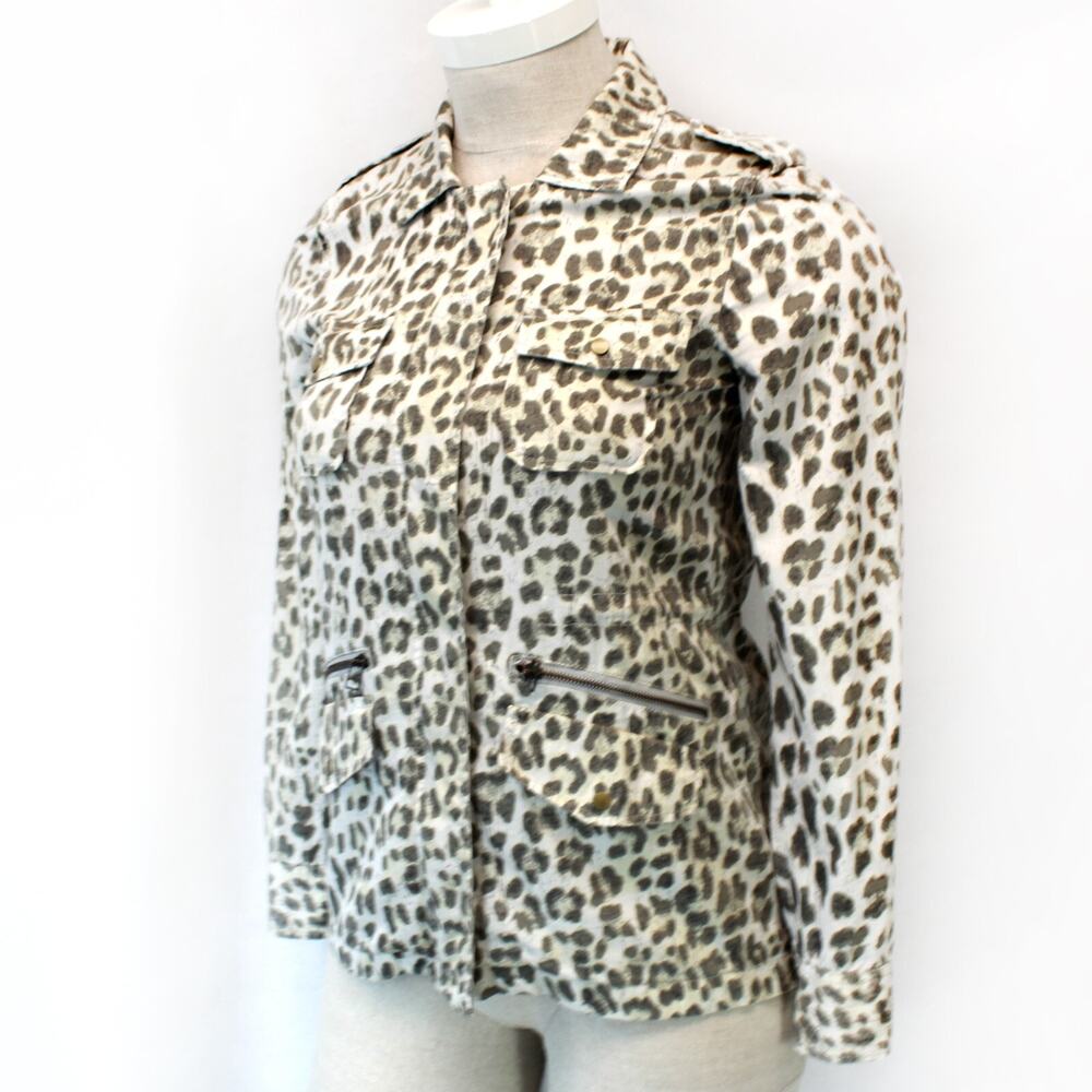 Lily Aldridge Velvet Graham Spenser Animal Leopard Zippered bomber jacket M